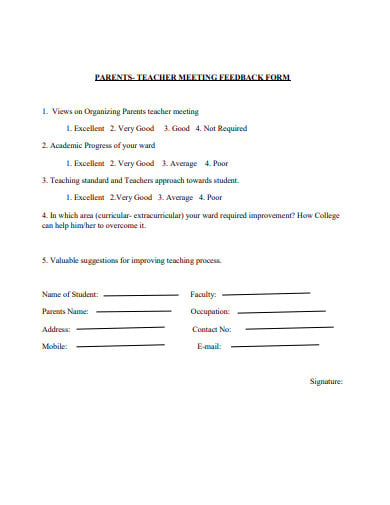 parent meeting feedback form example