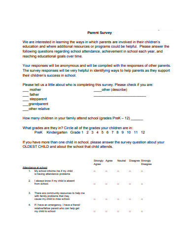 parent survey format