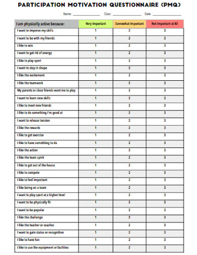17+ Free Motivation Questionnaire Templates in PDF | Microsoft Word ...