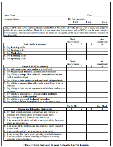 10+ Intern Self Evaluation Form Templates PDF | DOC