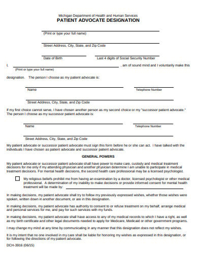 patient advocate form example