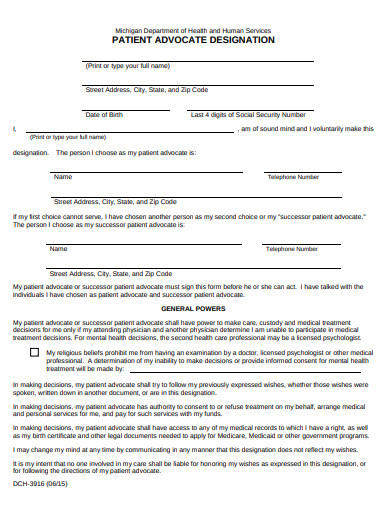 Michigan Patient Advocate Form Pdf