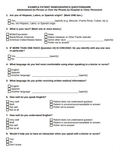 demographic questions for psychology research