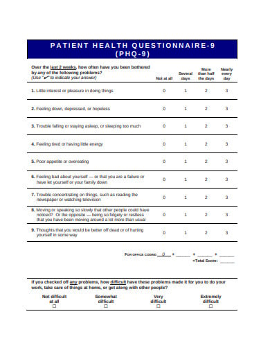 patient health questionnaire template