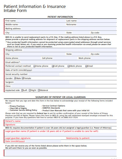 20+ Free Patient Intake Form Templates