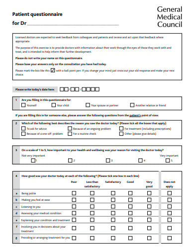 patient questionnaire template