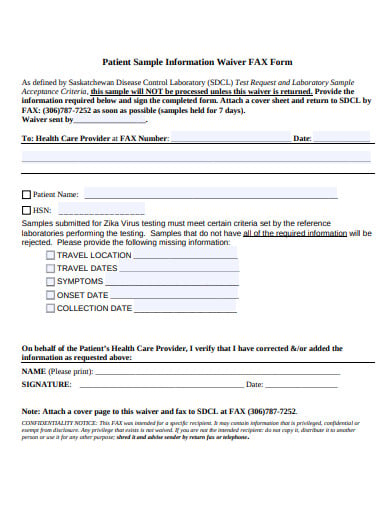 patient sample information waive form