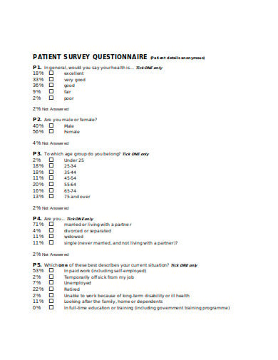 patient survey questionnaire template