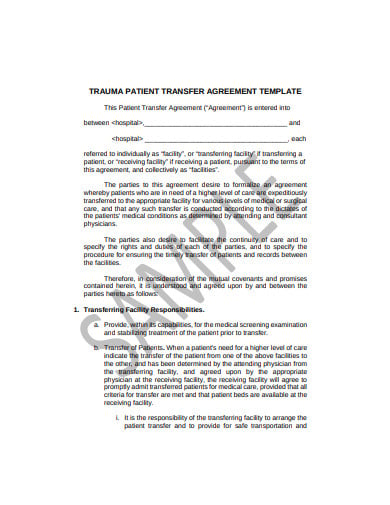 patient transfer agreement template