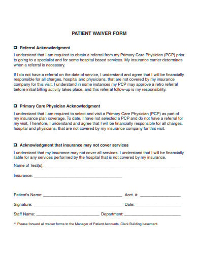 patient waiver form