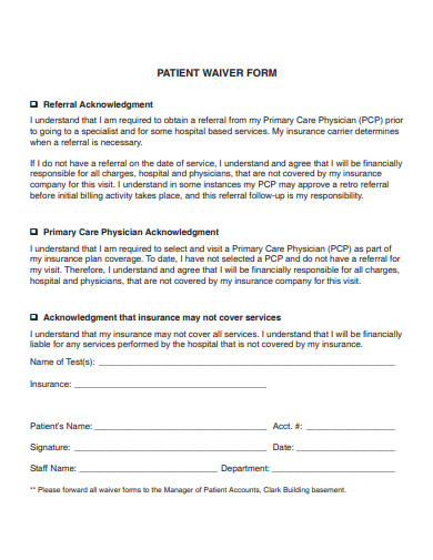 FREE 9+ Patient Waiver Form Templates in PDF | MS Word