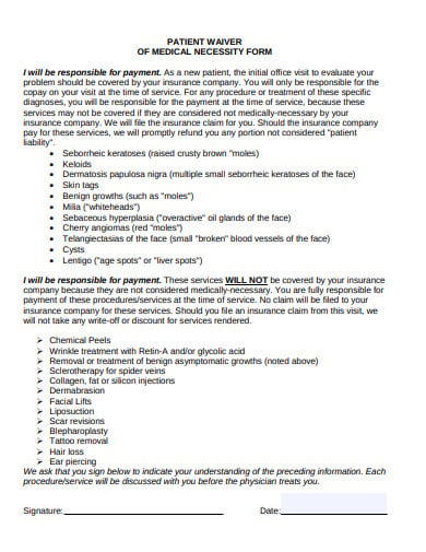 patient waiver medical form
