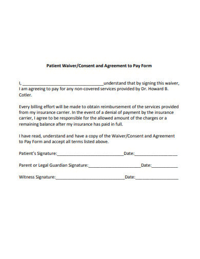 patient waiver pay form