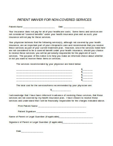 patient waiver for services form