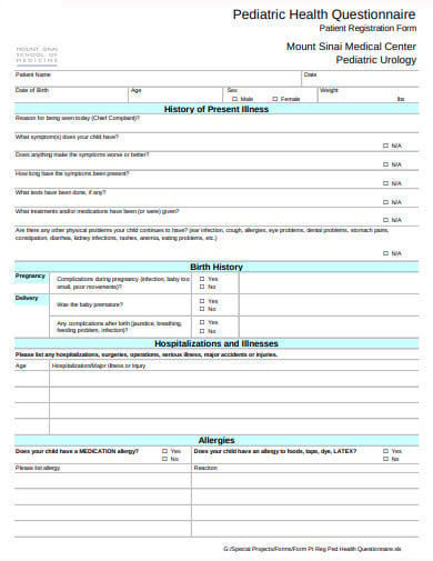 pediatric patient health questionnaire template