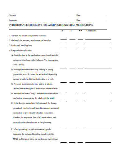 performance checklist for administering medication