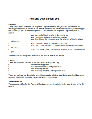 personal development log template