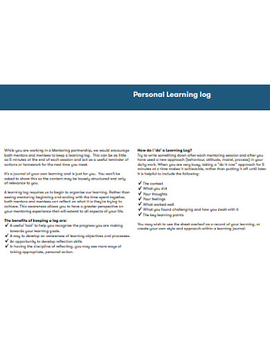 personal learning log template