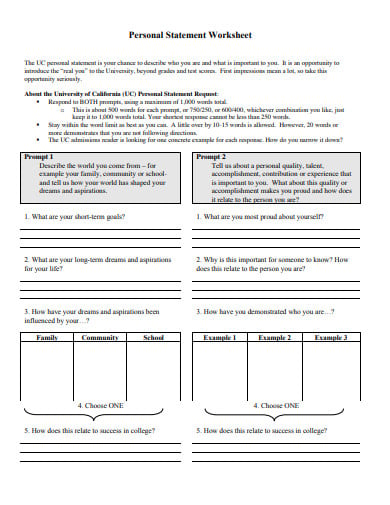 personal statement worksheet template in pdf
