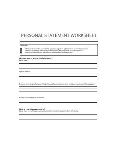 personal statement worksheet template