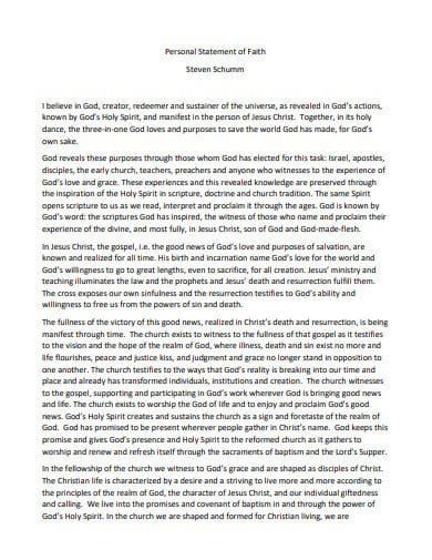 personal statement of faith template