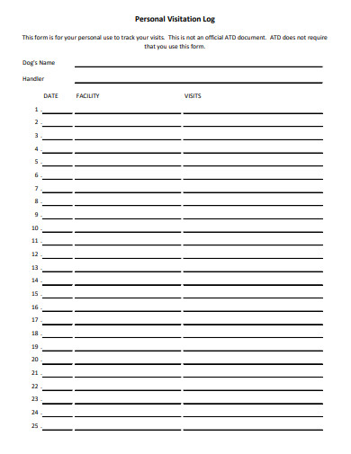 personal visitation log template