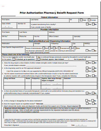 pharmacy benefit authorization form