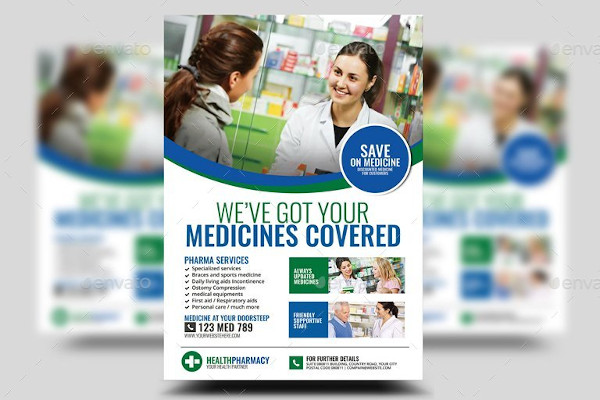 pharmacy services flyer in psd