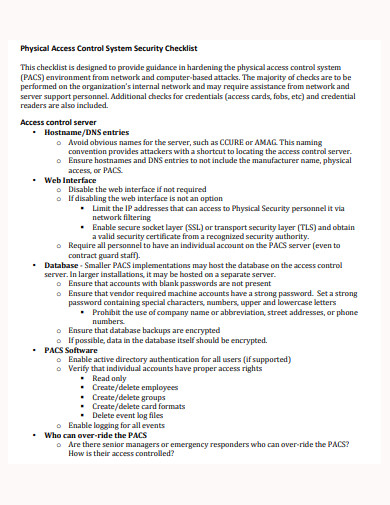 FREE 9+ Physical Security Checklist Templates in MS Word | PDF