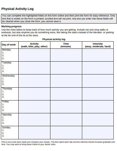 physical activity log format1