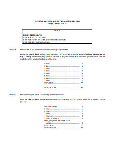 physical-activity-and-fitness-questionnaire-template