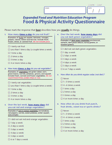 what is physical activity questionnaire