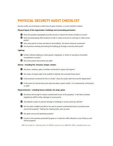 physical security audit checklist template