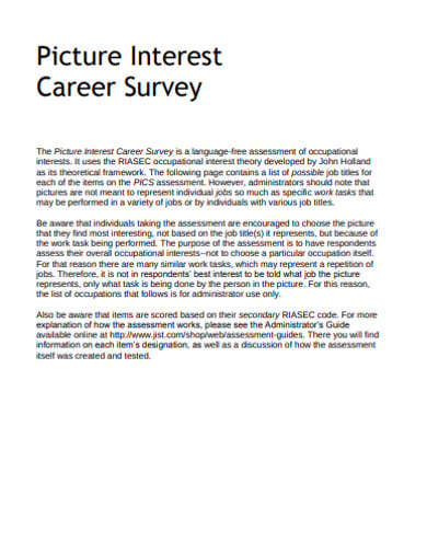picture career interest survey