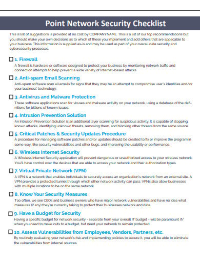 FREE 5  Network Security Checklist Templates in PDF