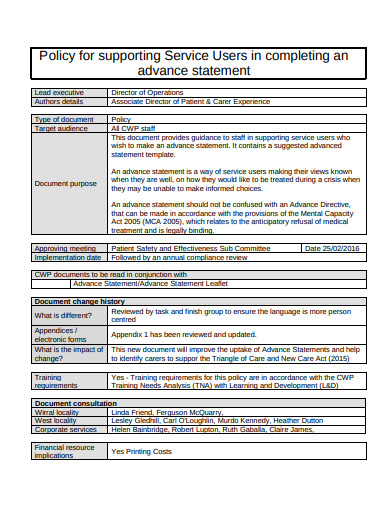 policy-advance-statement-template