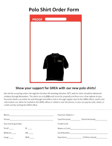 polo shirt order form template