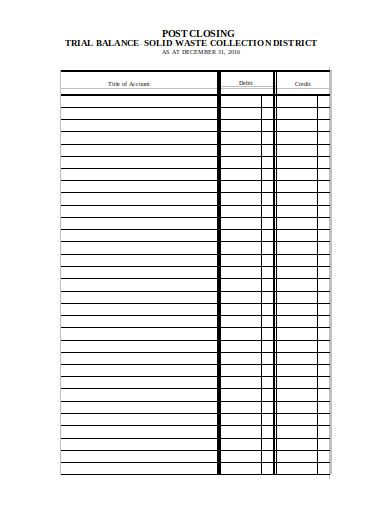 post closing trial balance template