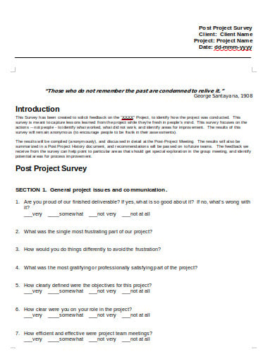 post project survey example
