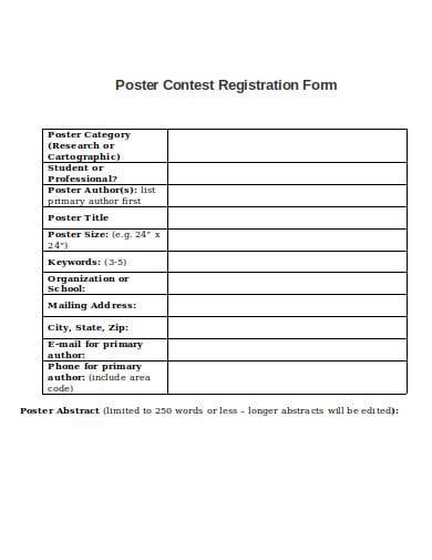poster contest registration form template