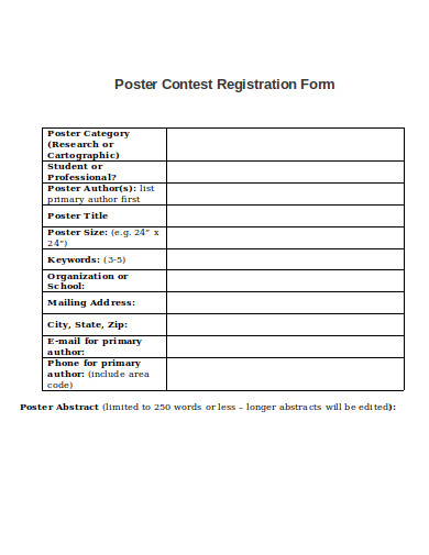 FREE 10 Contest Registration Form Templates In MS Word PDF