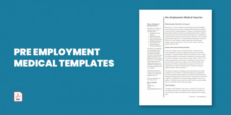 6+ Pre Employment Medical Templates in PDF | DOC