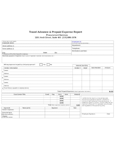 prepaid expense report template