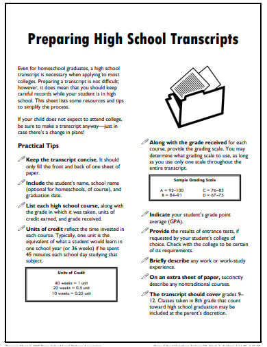 preparing high school transcript