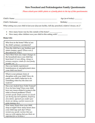 15 Preschool Questionnaire Templates Pdf Doc Free And Premium Templates