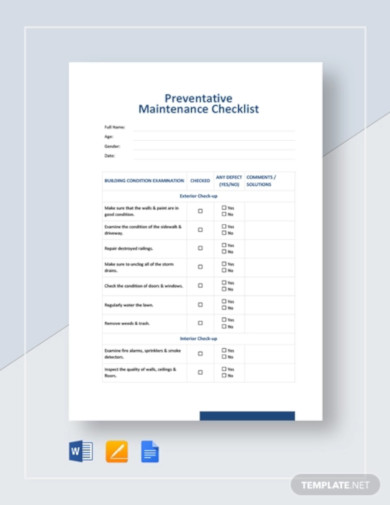 9+ Preventive Maintenance Template in Google Docs | Google Sheets ...