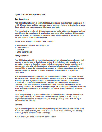 printable charity equal opportunities policy template