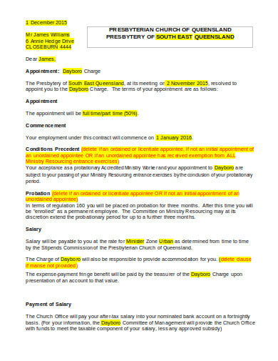 printable church staff appointment letter