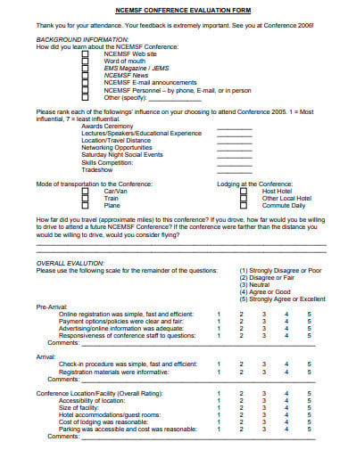 printable conference evaluation form