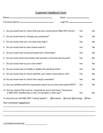 printable customer feedback form